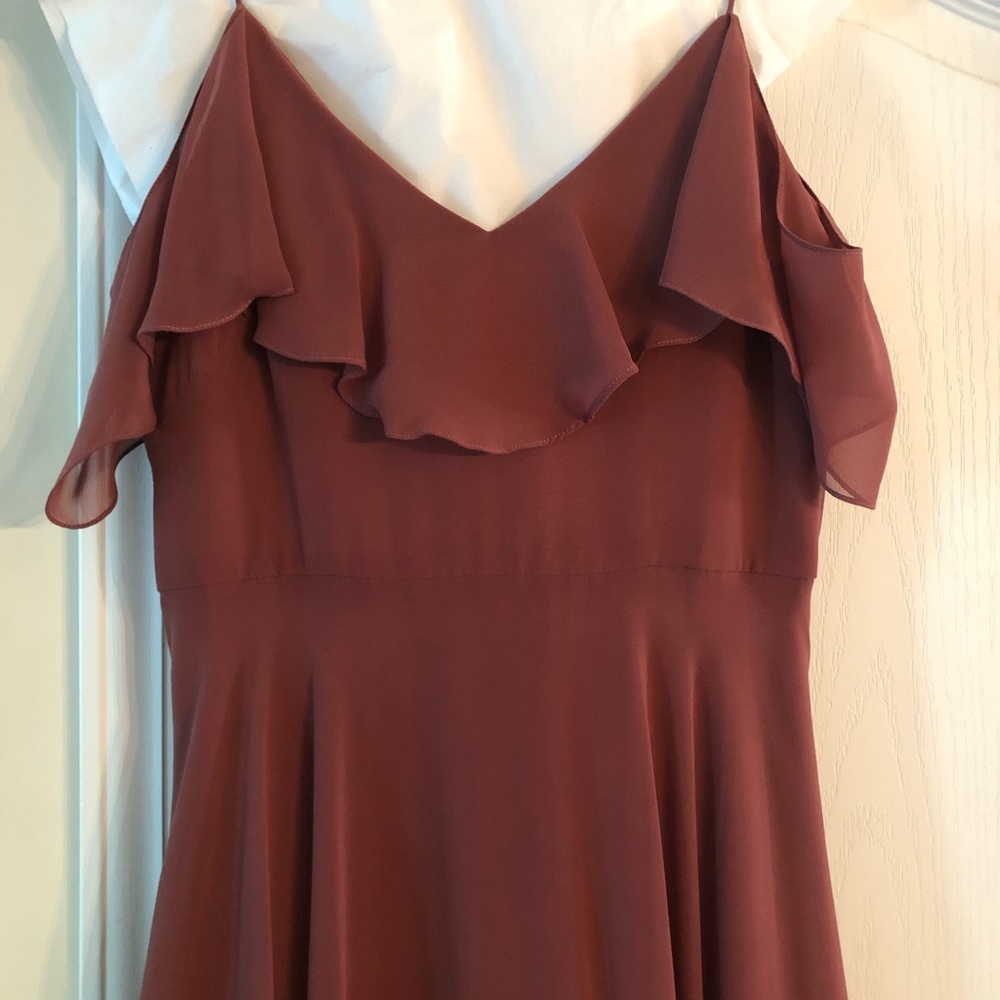 Jenny Yoo Mauve Dusty Rose Spaghetti Strap Ruffled Wedding Dress